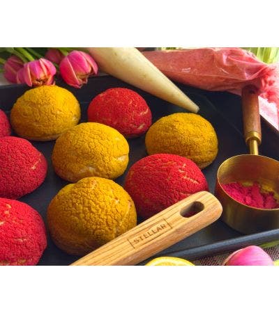 Lemon Meringue & Raspberry Choux au Craquelin